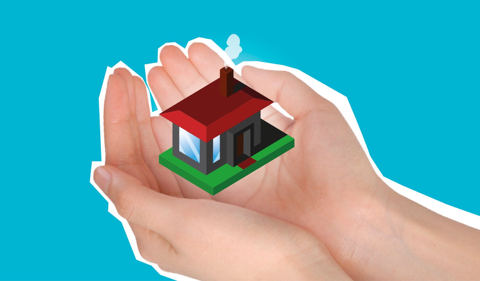 Graphic depicting a home held in palms, symbolizing HDFC India loans.