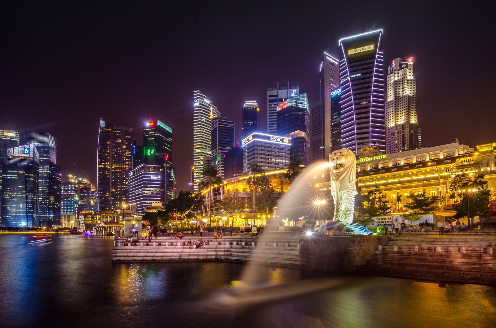 Singapore city skyline night view